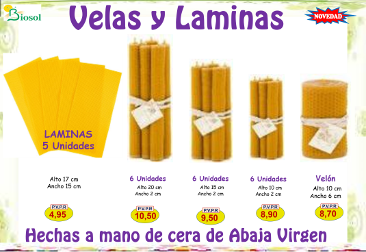 Velas de cera de abeja virgen 